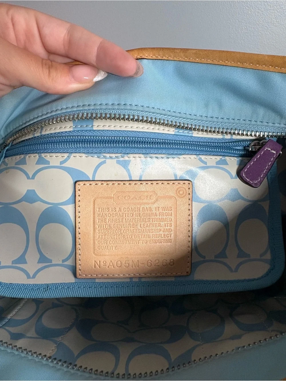 Vintage Y2K Coach Mini Hampton Bag in Blue Nylon